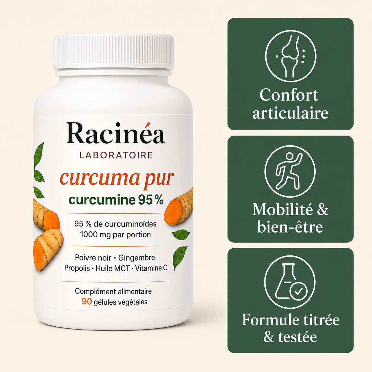Curcuma 1000 — Curcuma Titré 95 % et Poivre Noir